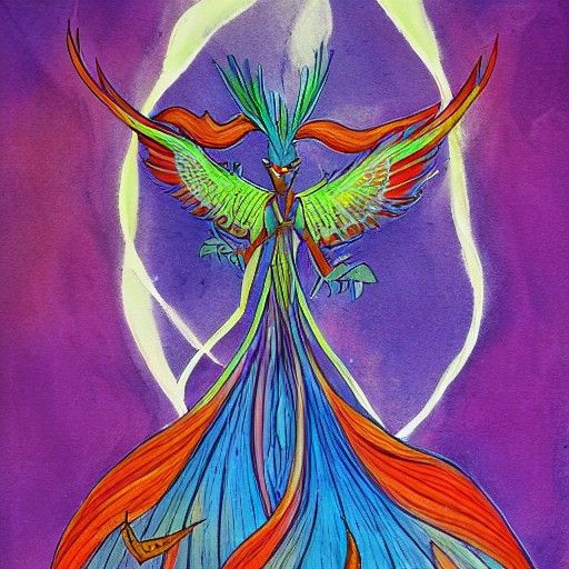 Majestic Firebird in Flight: Fantasy Illustration