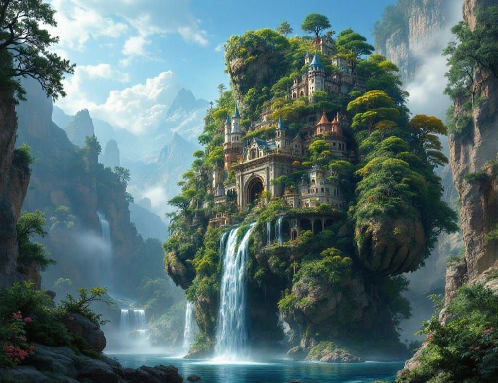 Colossal Giant Carries Wonderland Kingdom: 8K Digital Art