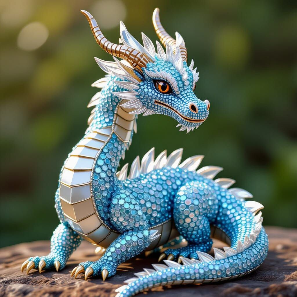 A dragon made entirely of crystalline beads