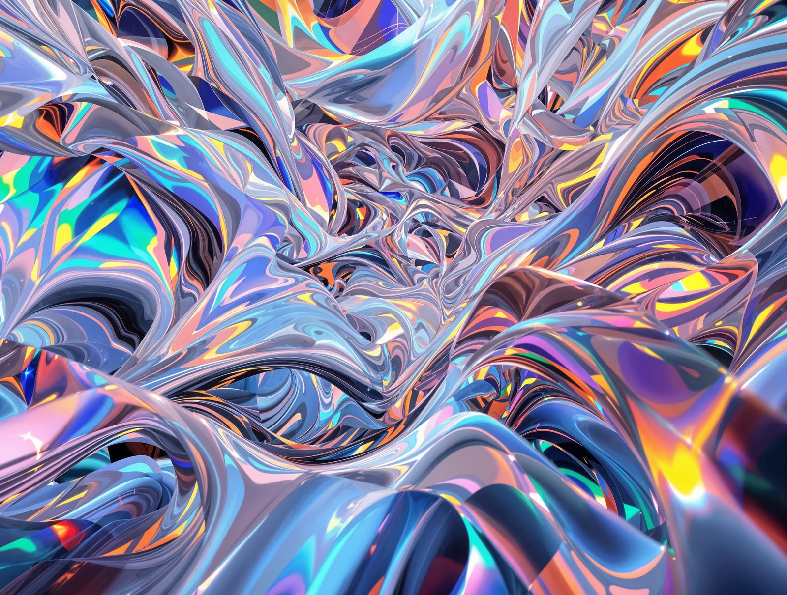 Iridescent Ribbons: Abstract Digital Art in High Resolution