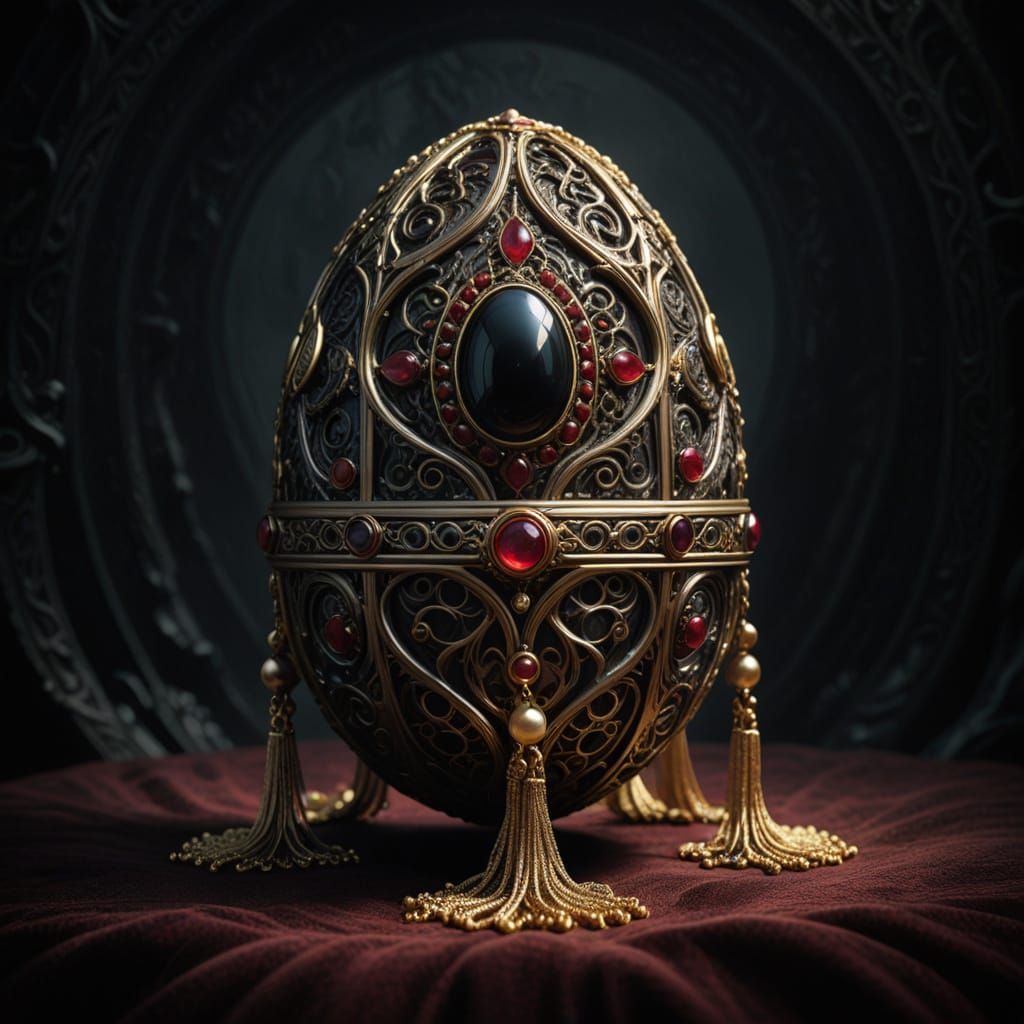 Luxurious Dark Fantasy Fabergé Egg in Intricate Details