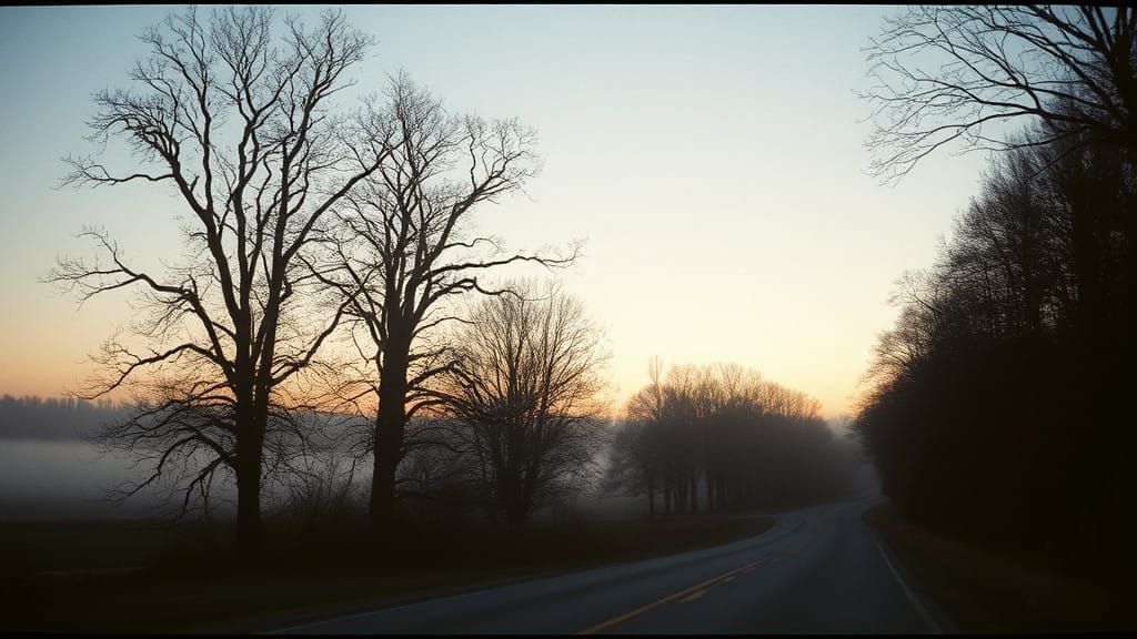 Warm Delaware Landscape at Dusk in Cinematic Film Style