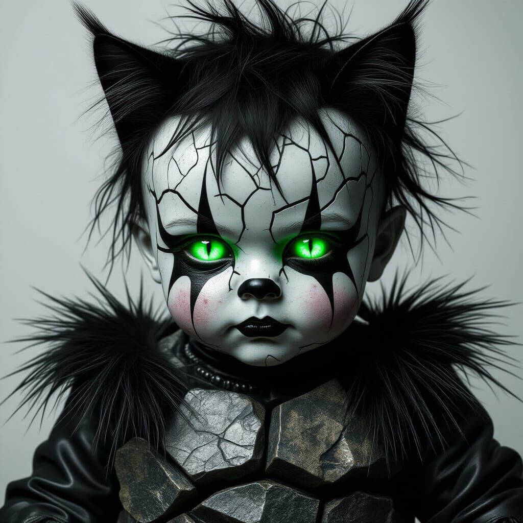 Grotesque Porcelain Baby Creature in Hyperrealistic Style