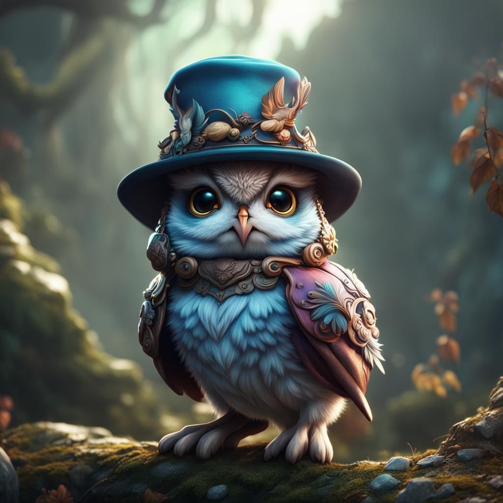 Fantastical Bunny Owl Hybrid in Detailed Digital Painting