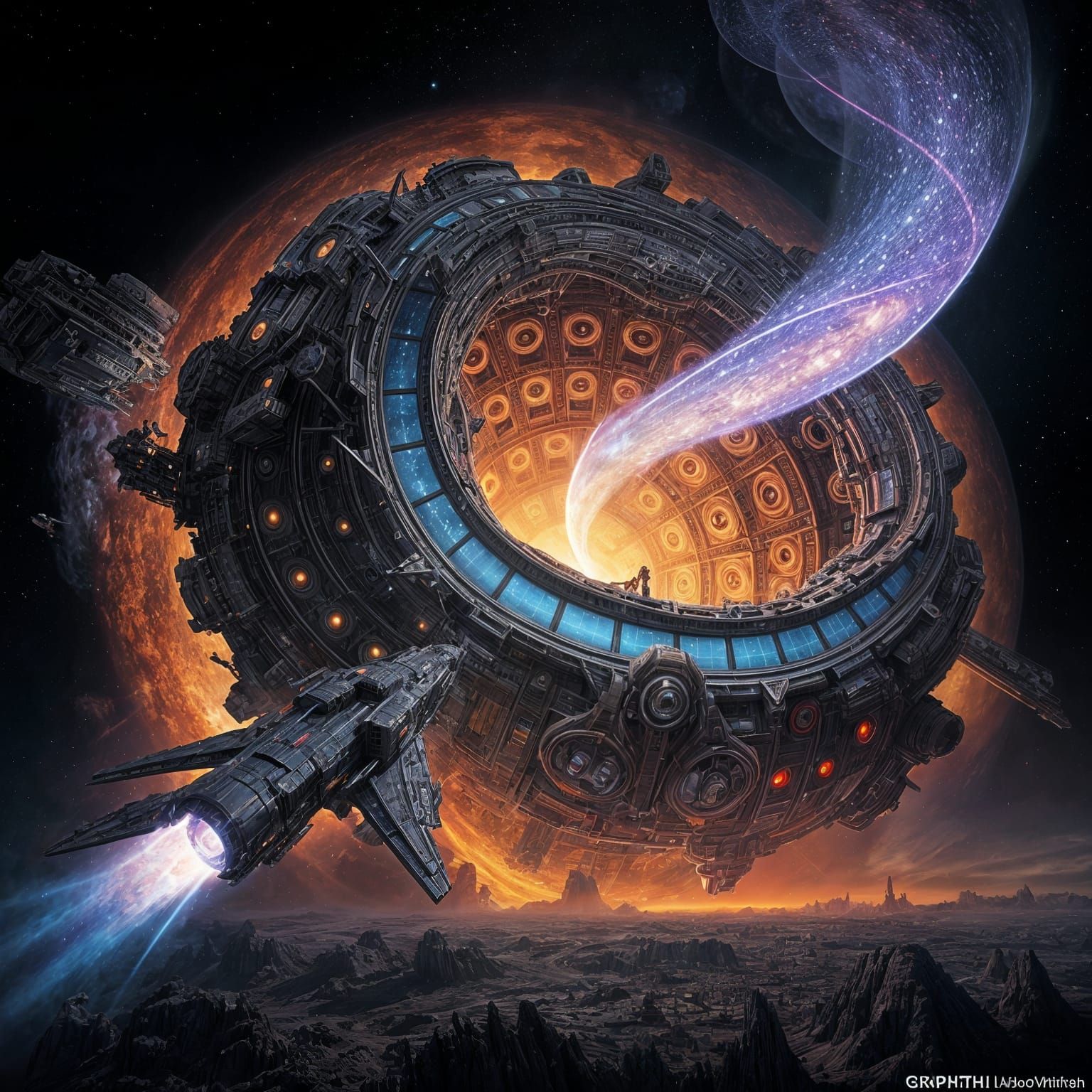 Starship Enterprise Entering Blackhole: Space Photography