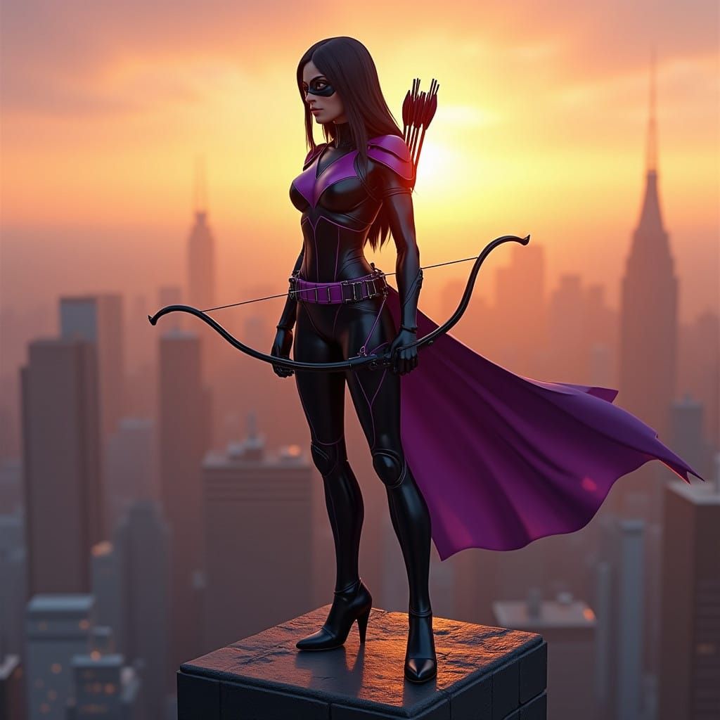 Heroic Kate Bishop in Hyper-Realistic 3D Cinematic Style
