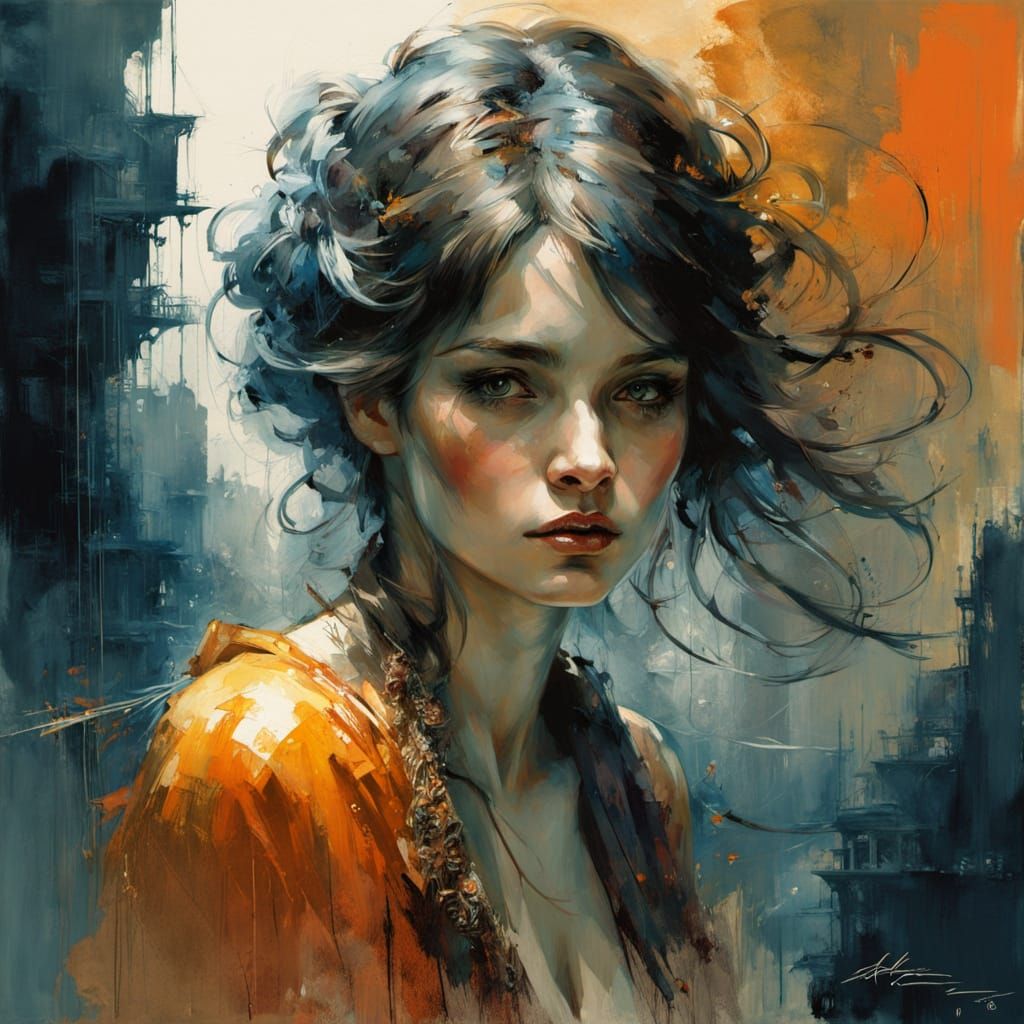 Vibrant Sunset Fishboat Watercolor with Expressive Brushstro...