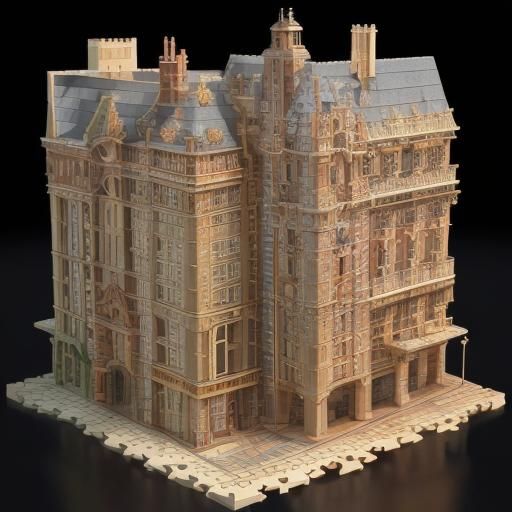 3D wood puzzle of a building