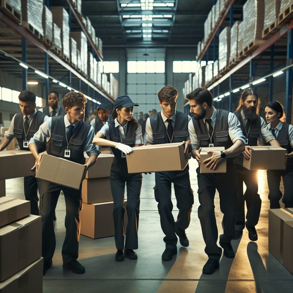 Teamwork in Action: A Cinematic Workplace Scene