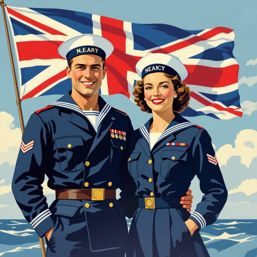 British Royal Navy Recruitment Poster in Vintage Style