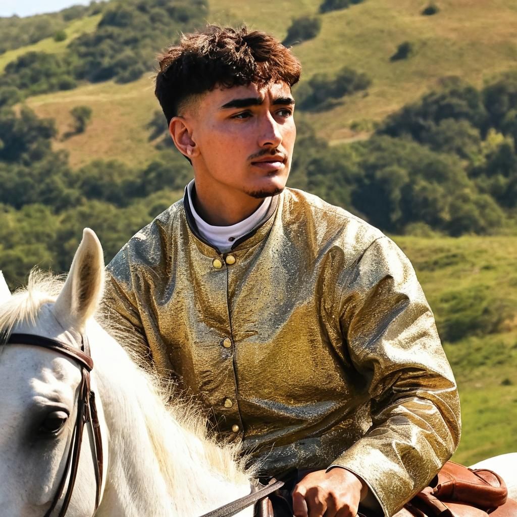 Renaissance Equestrian Portrait in Golden Sunlight