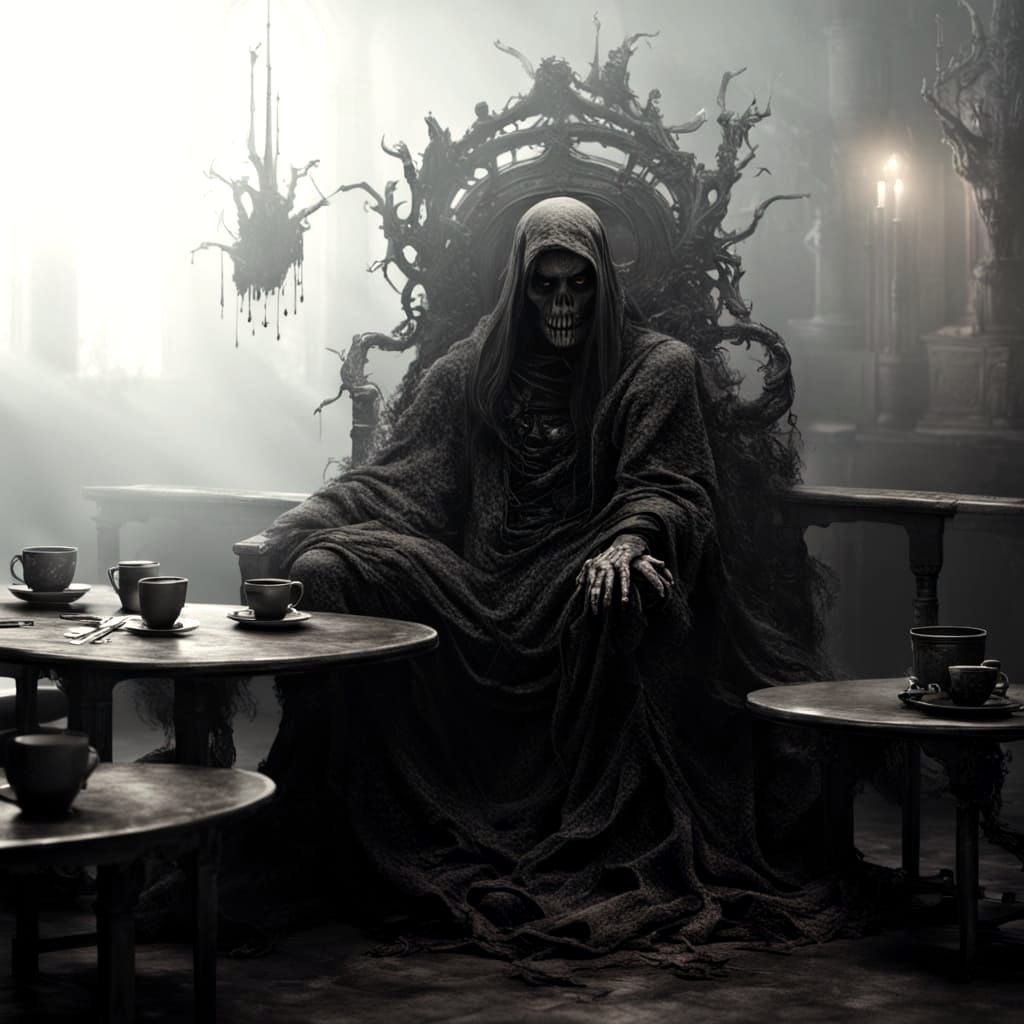 Goth Fashion Model in Moody Coffee Shop