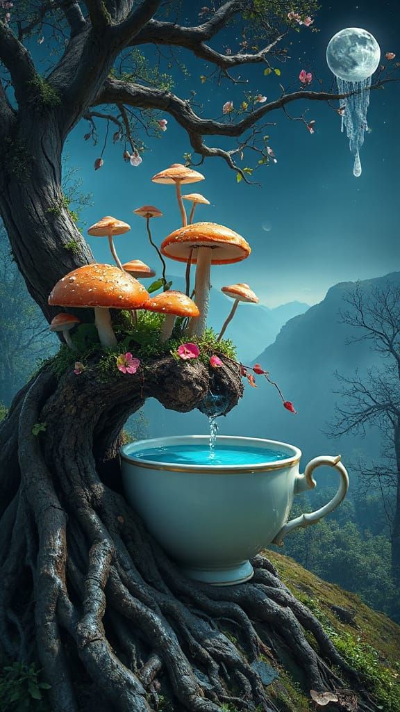 Surreal Landscape in a Giant Teacup, a Mysterious World of F...