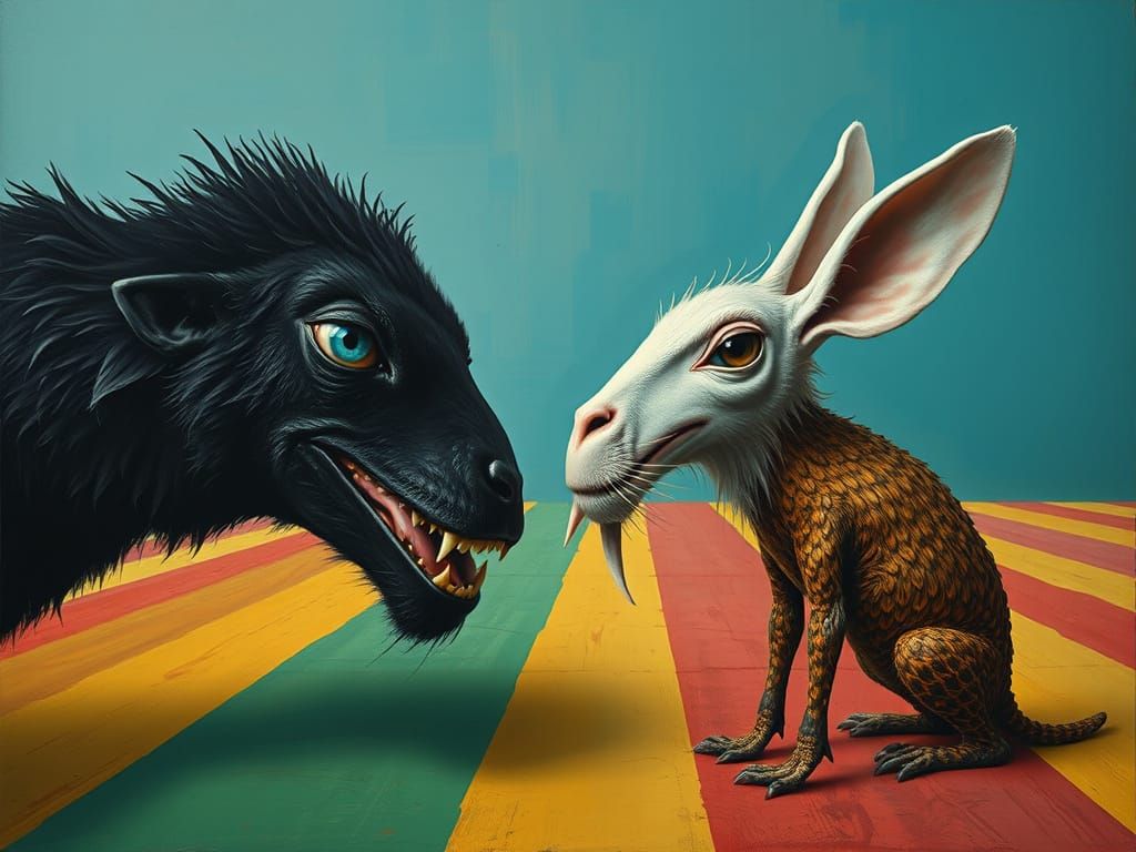 Surreal Black and White Creatures in Absurd Colors