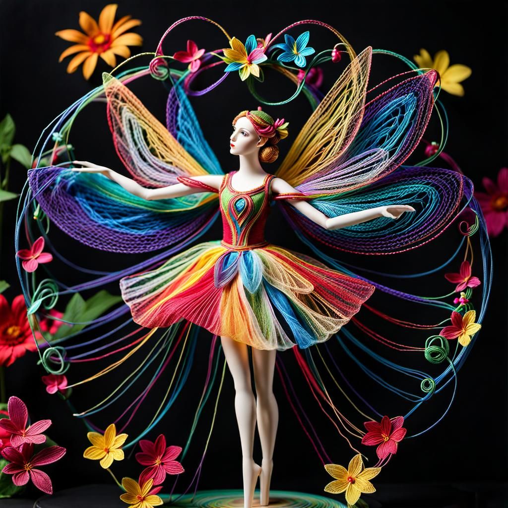 Ethereal Fairy Dance in Vibrant String Art