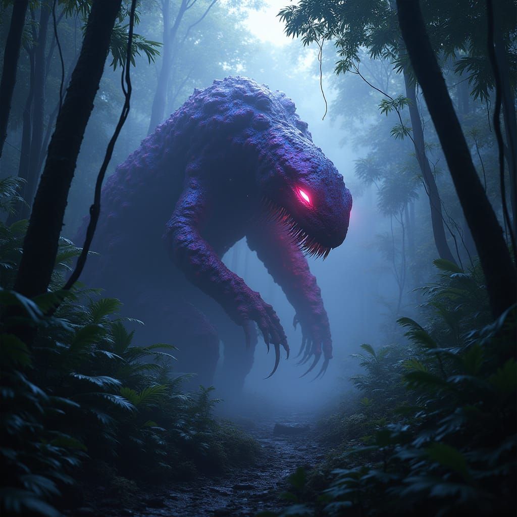 Vibrant Symbiote Emerges from Dark Jungle Shadows