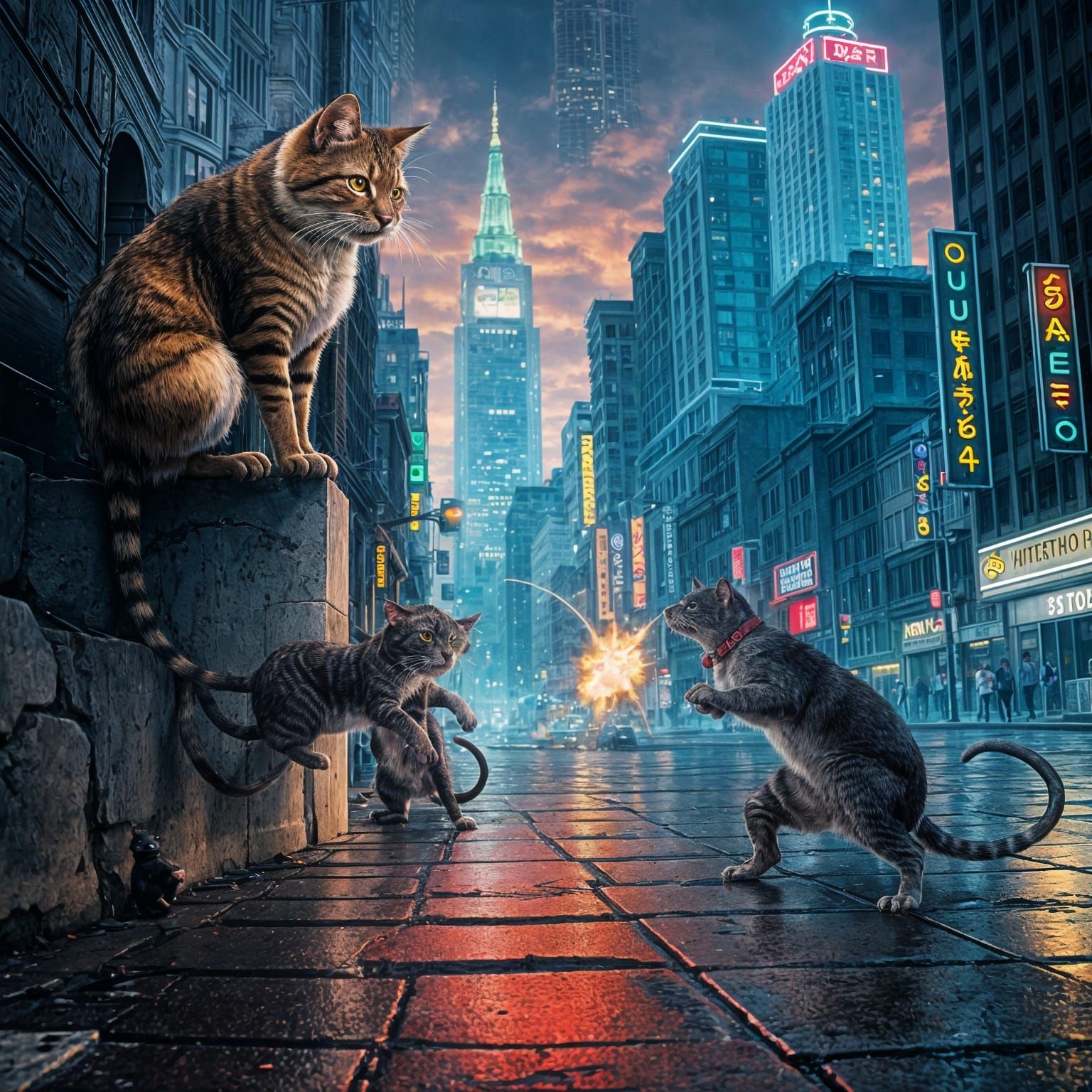 Fierce Feline Watches Street Fighter-Inspired Rat Battle