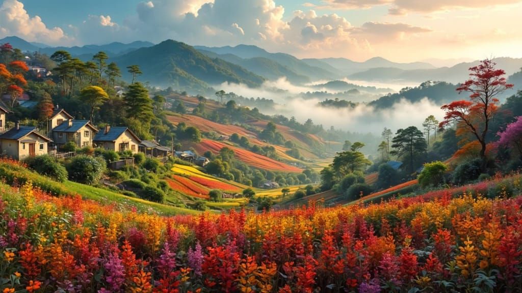 Vietnam's Fiery Incense & Emerald Tea Fields Aerial View