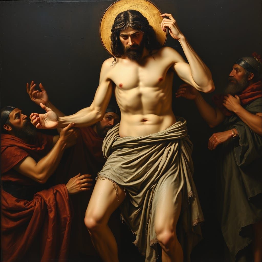 Medieval Christ Scourged in Dark, Ominous Flemish Primitive ...