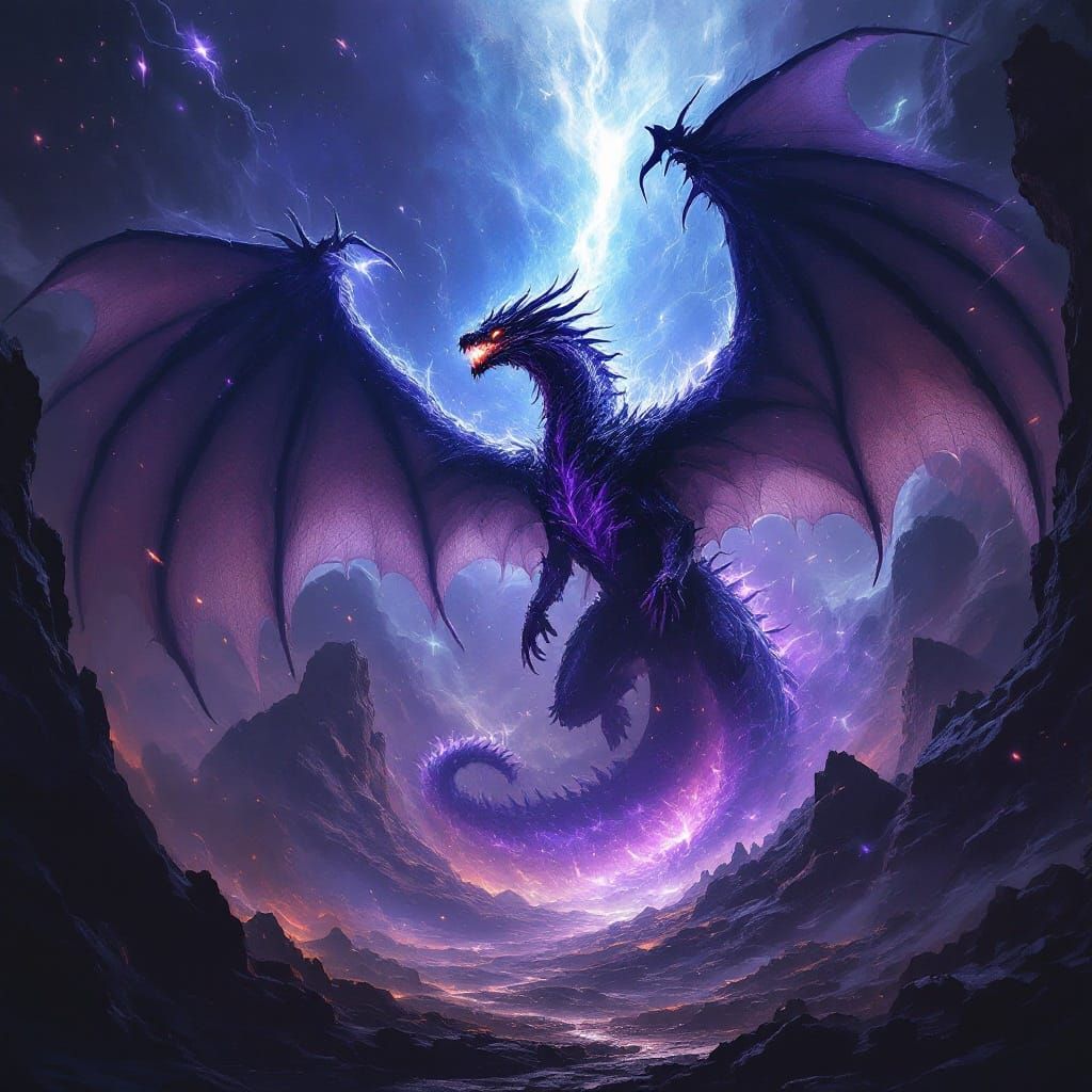 Colossal Black and Violet Dragon Anime Key Visual