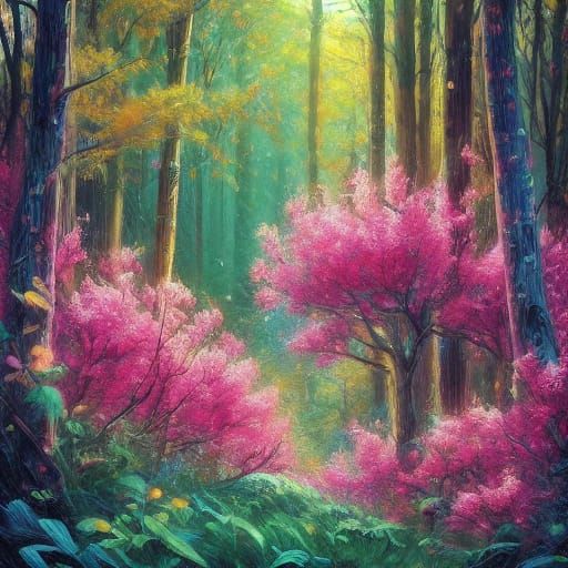 Red Tulip Field in Impressionist Style