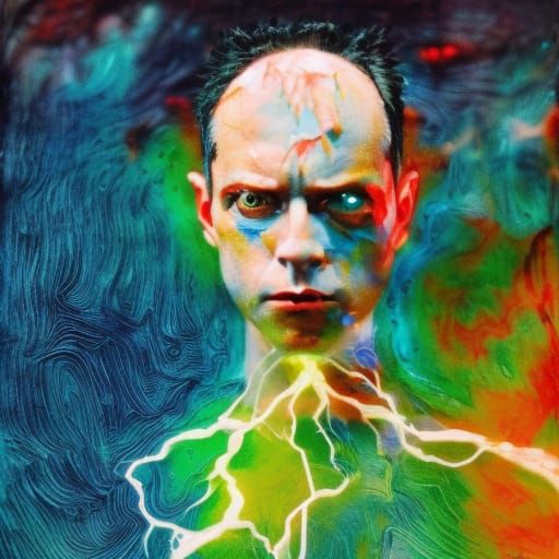 Ethereal Batman Portrait with Cracked Cobalt Skin