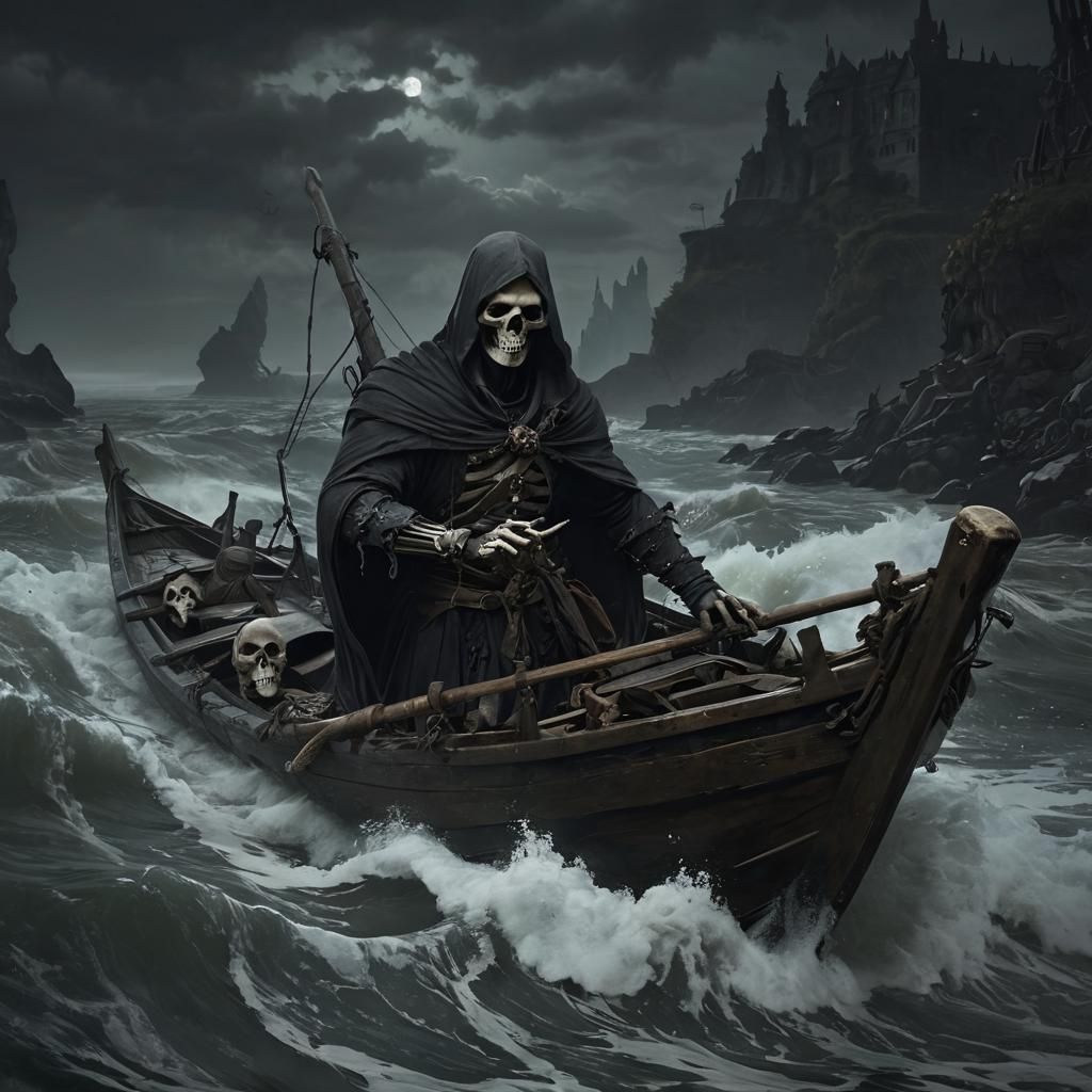 Charon Navigating the River Styx to Hades