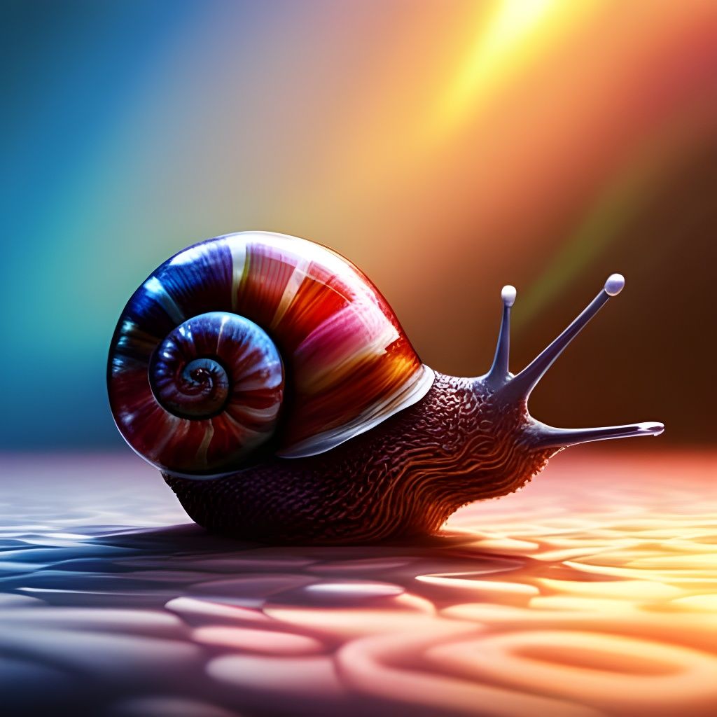 Glistening Crystal Snail in Hyperrealistic Splash Art