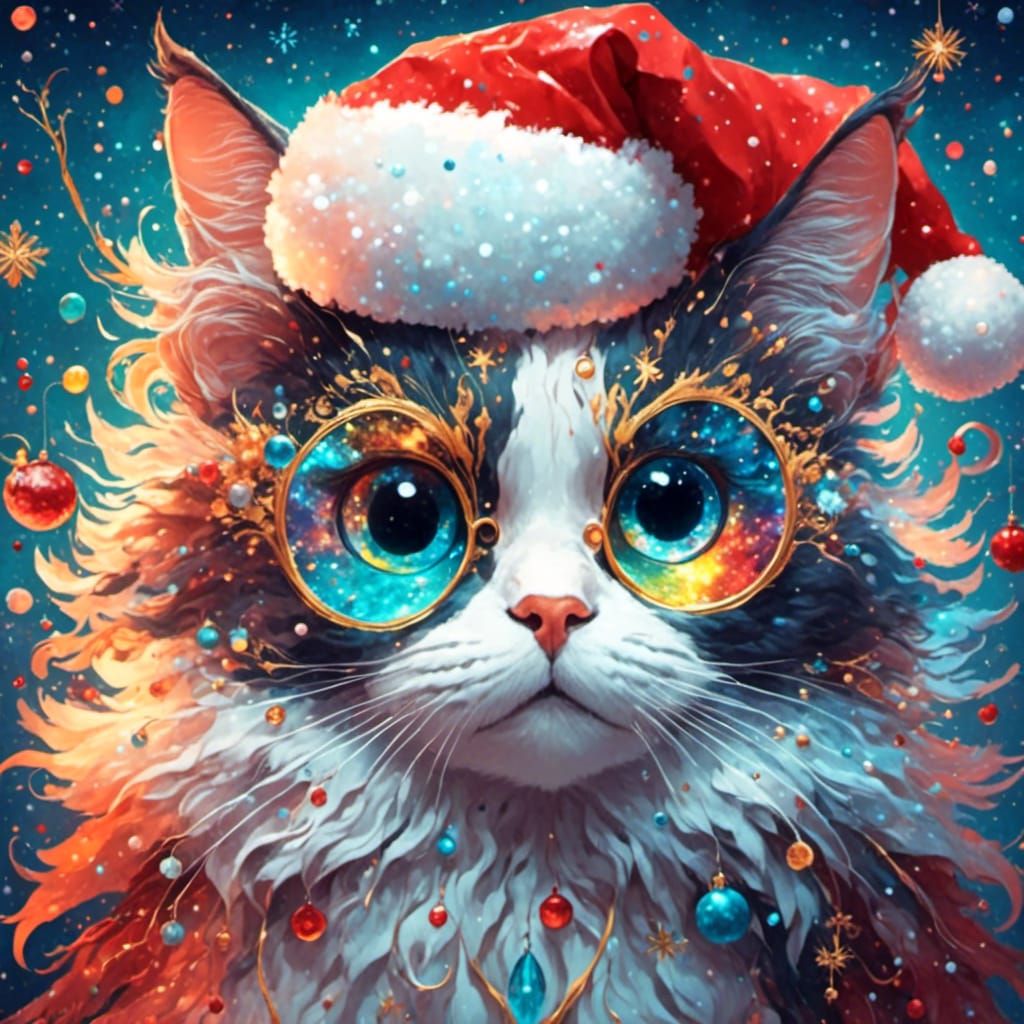 Jovial Cat Surrounded by Christmas Cheer
