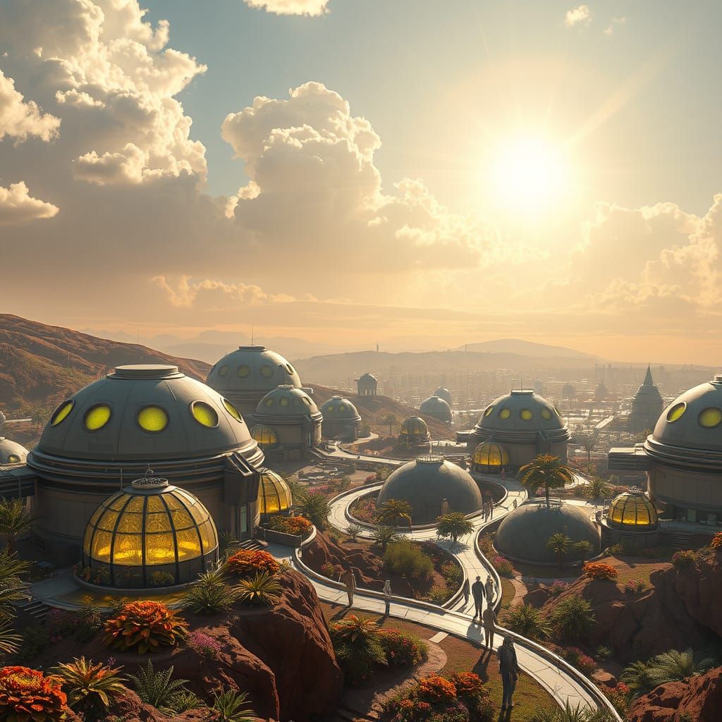 Futuristic Martian City Under Domes: A New Frontier