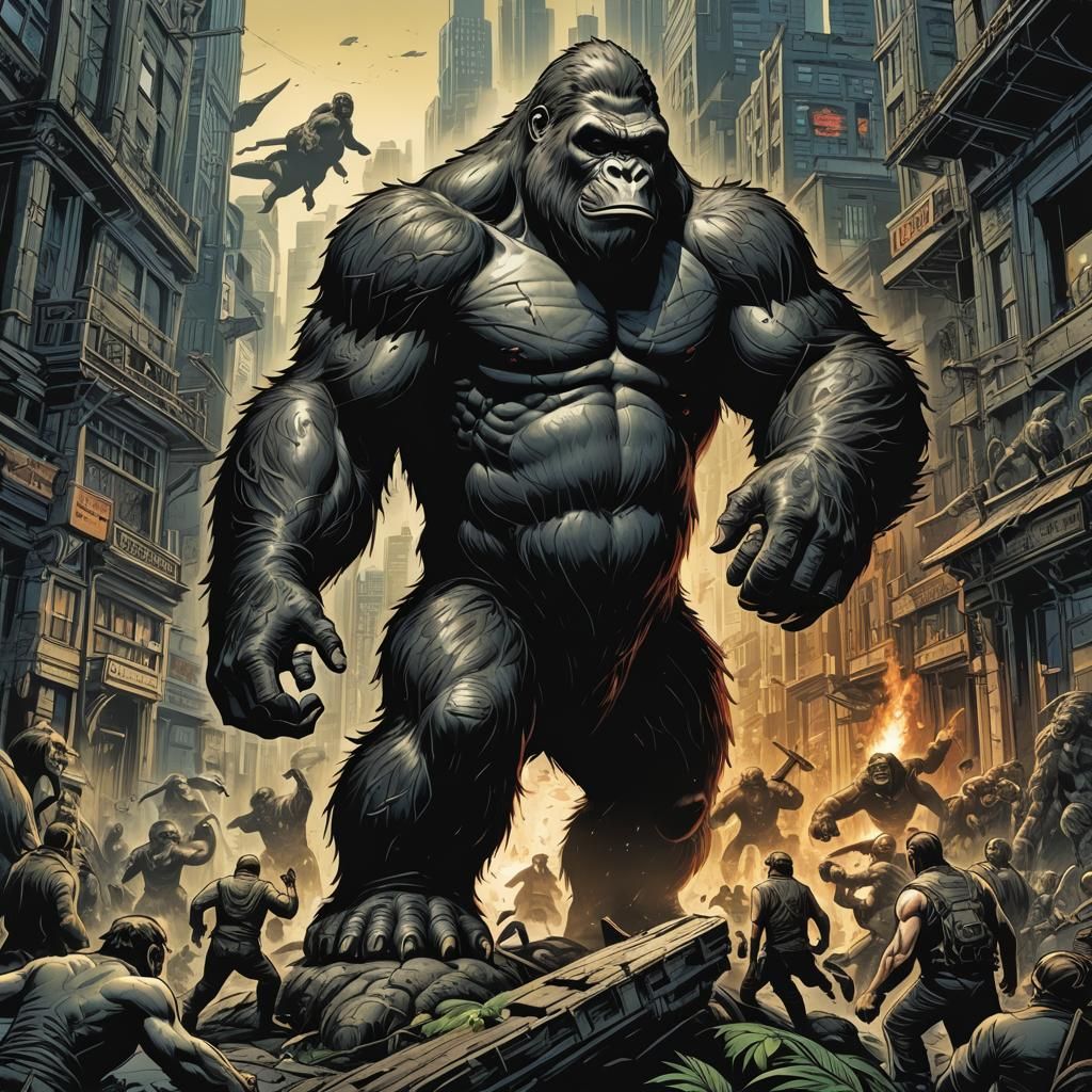 King Kong in Comic Book Style Art