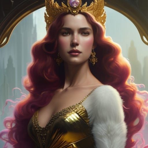 Queen Lucy Portrait in Art Nouveau Style