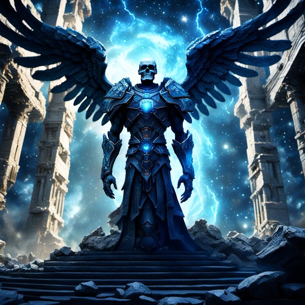 Blueberry Heart Angel in Surreal Galaxy