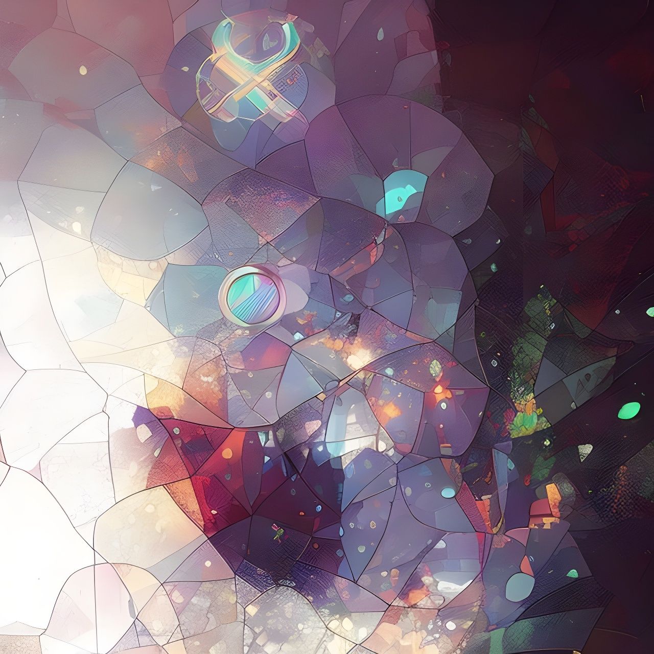 Stained Glass Ghost Emoji in Volumetric Lighting