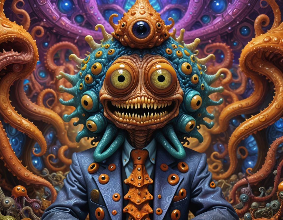 Surreal Wingnut Creature Portrait in Dark Metal Style