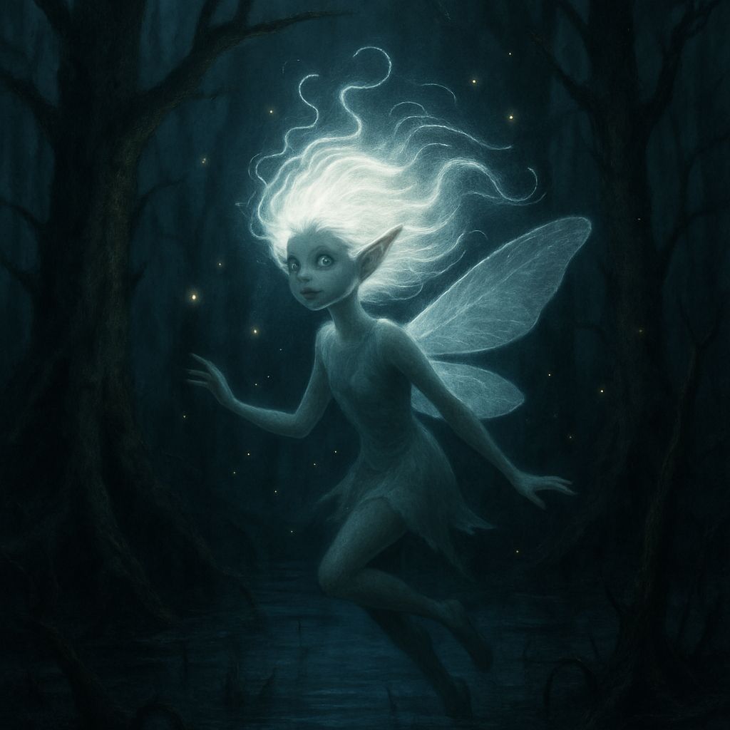 Bioluminescent Fairy in Dark Fantasy Swamp