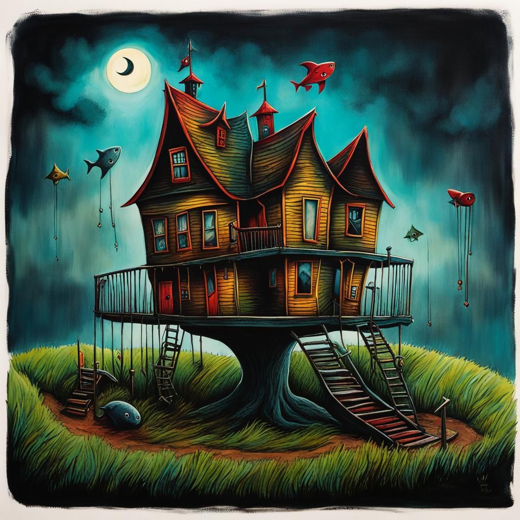 Eldritch Playground on Dreary Hill: A Surreal Vision