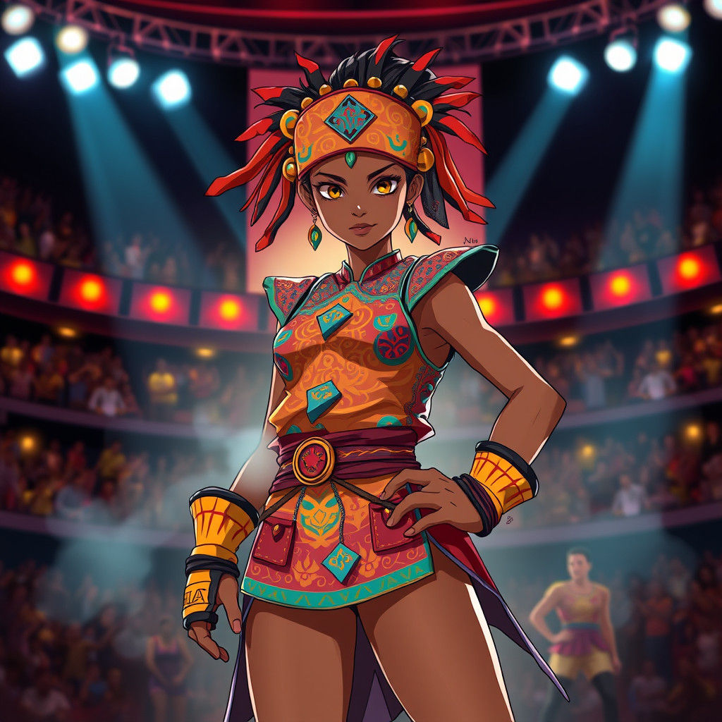 Fierce Chadian Girl in Fighting Tournament, Anime Style