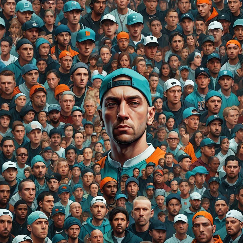 Eminem Portrait Created by People, Hyperdetailed Art