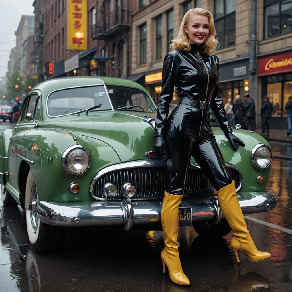 Hyper realistic mode, profil view, 1940’s, very nice blond s...