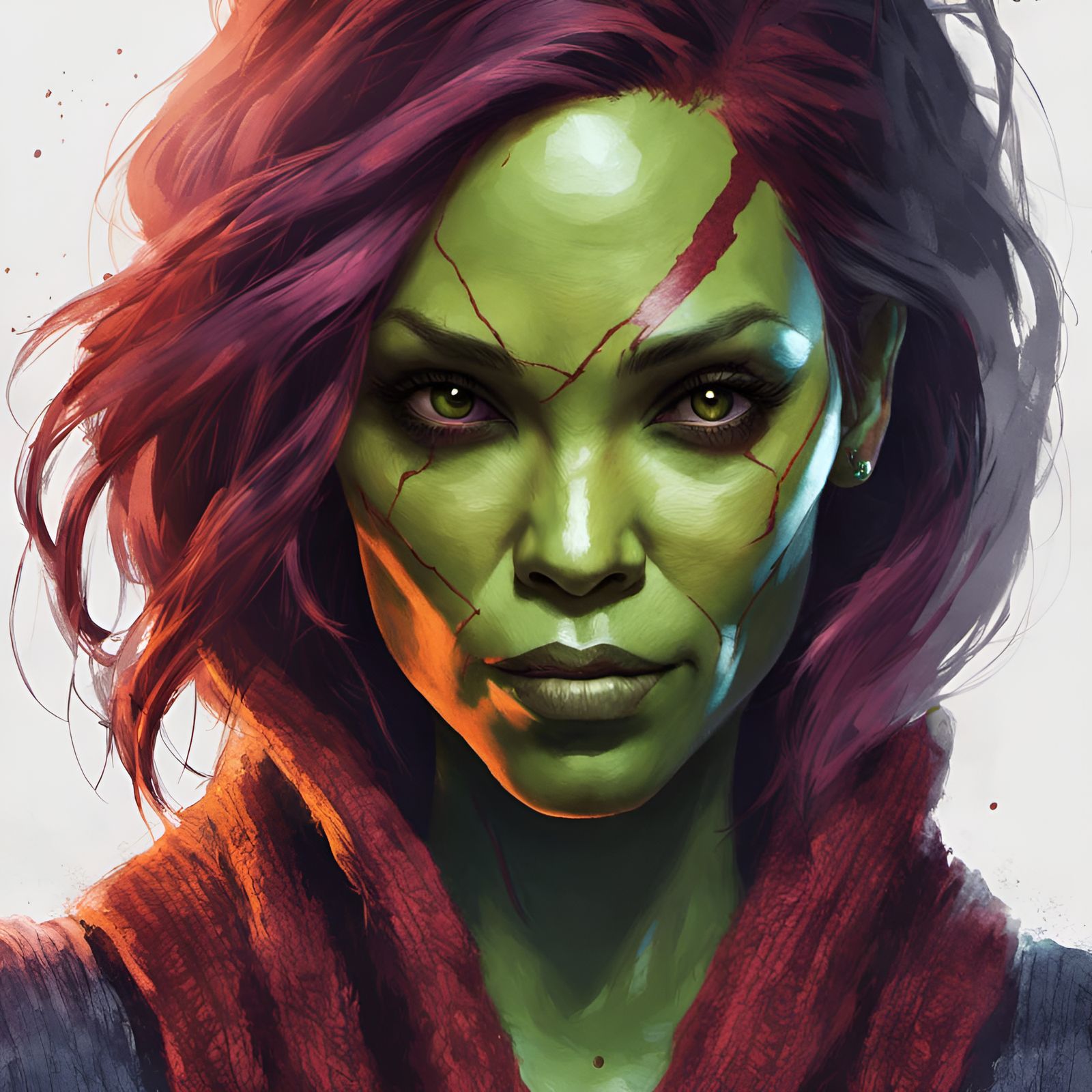 Gamora in Cardigan: Digital Portrait Illustration
