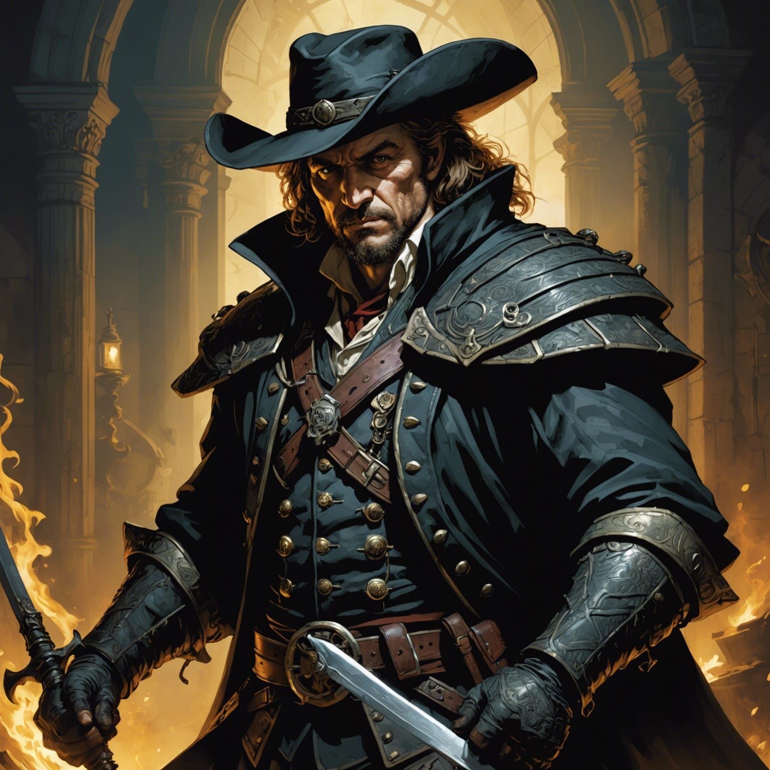 Grimdark Fantasy Scene in the Style of Old Masters