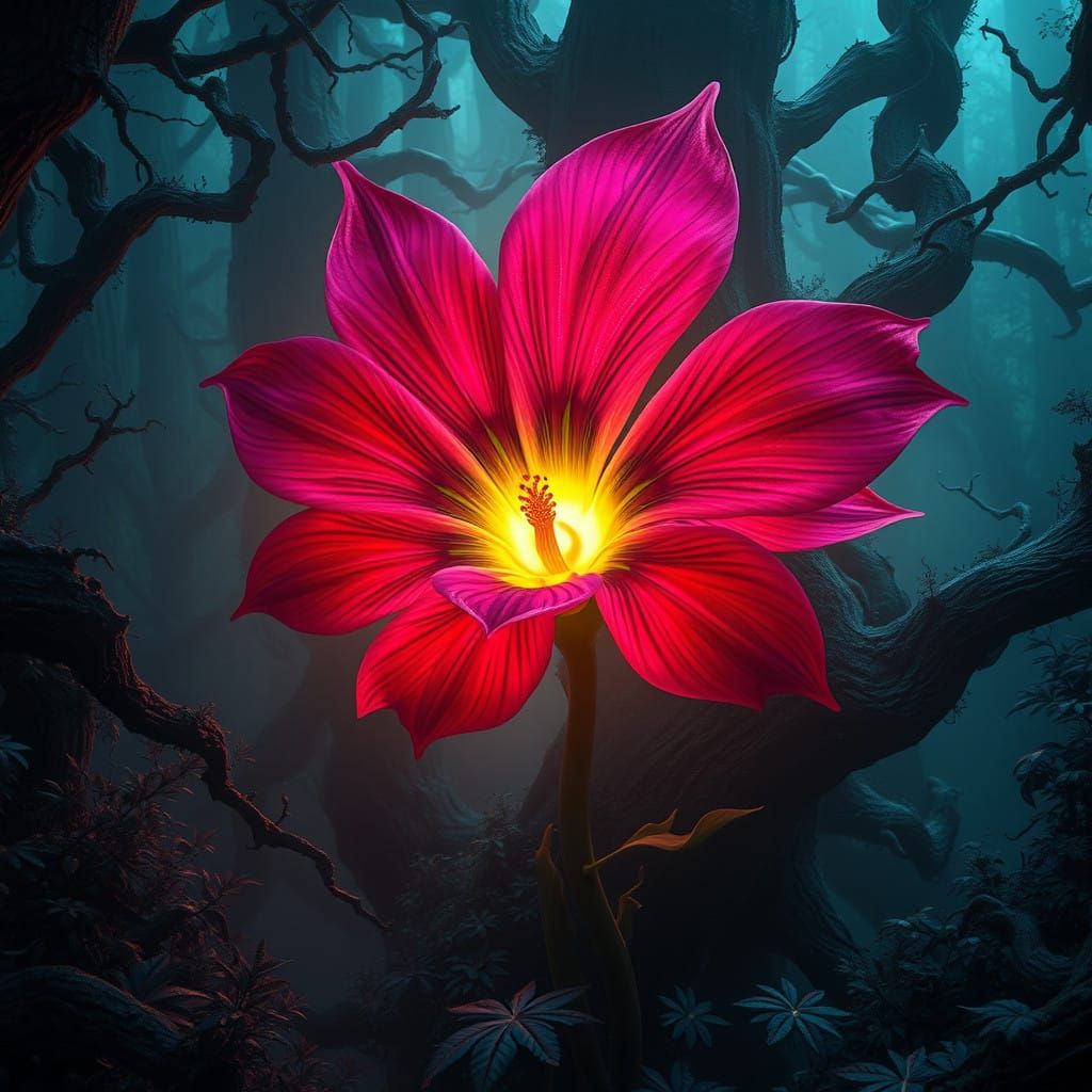 Enchanting Dark Forest Bloom in Mystical Style