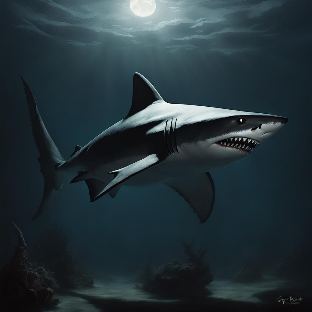 Sinister Shark Emerges from Dark Waters