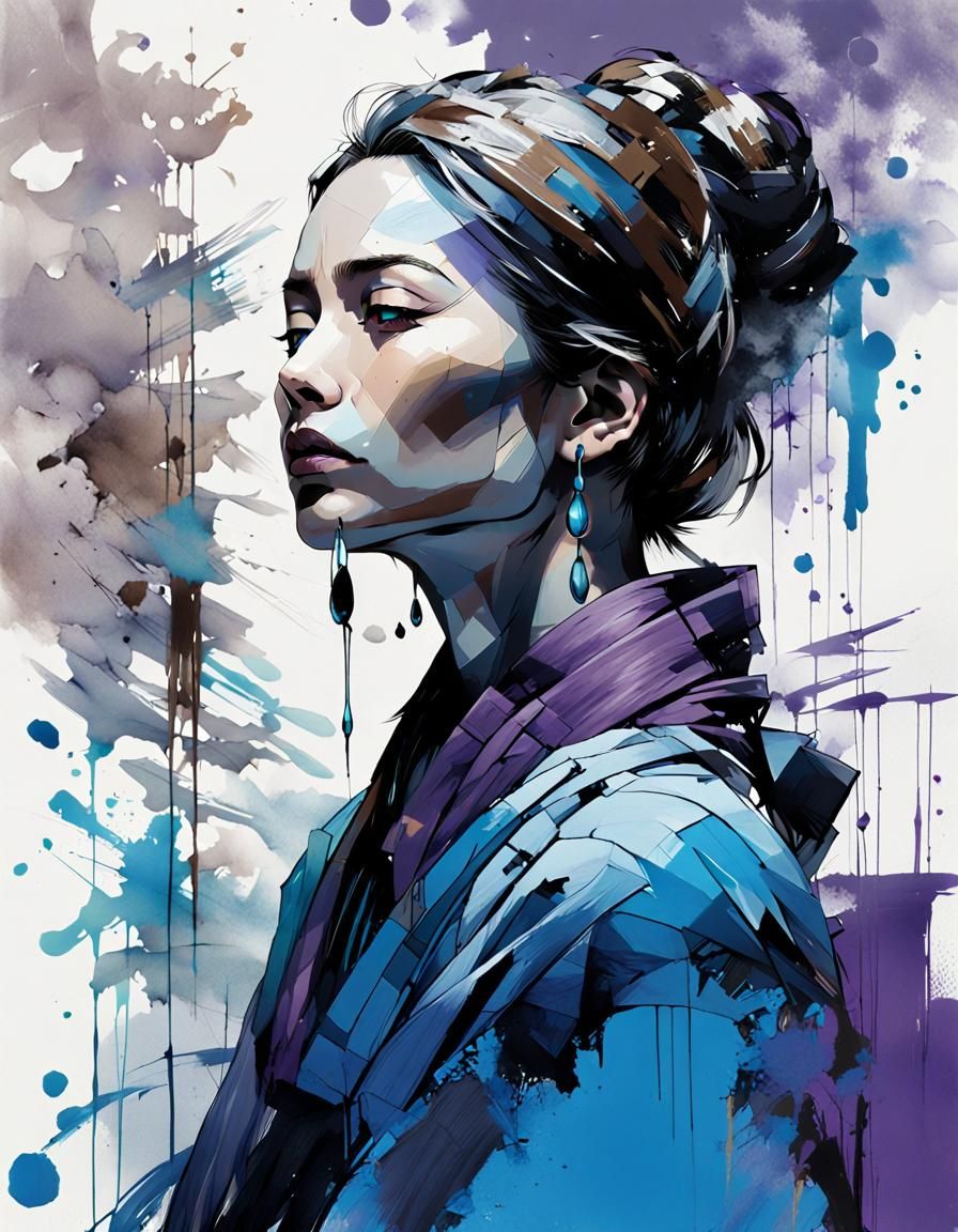 Meditative Woman Digital Art with Vibrant Colors