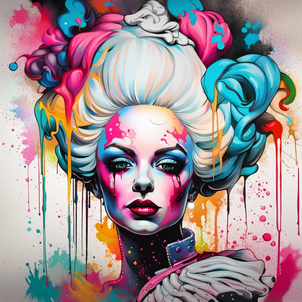 Marie Antoinette in Graffiti Street Art Style