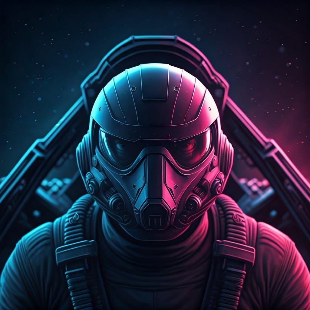 Futuristic Starfighter Cockpit in Neon Hues