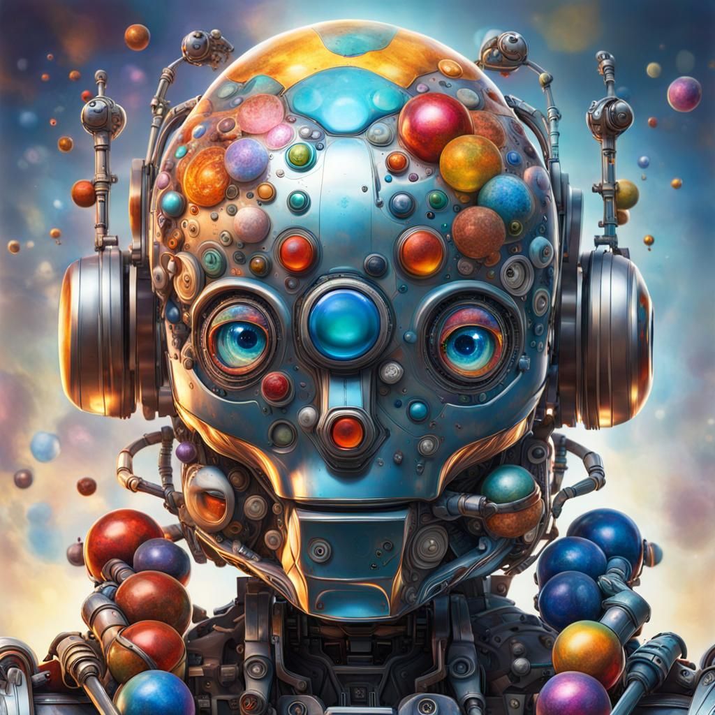 Hyperrealistic Robots Experiencing Joy, Splash Art