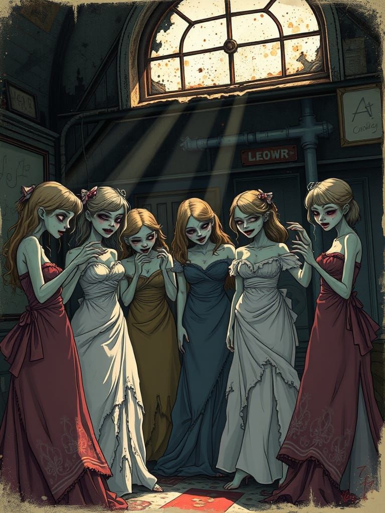 Zombie Prom Girls in Vintage Boutique