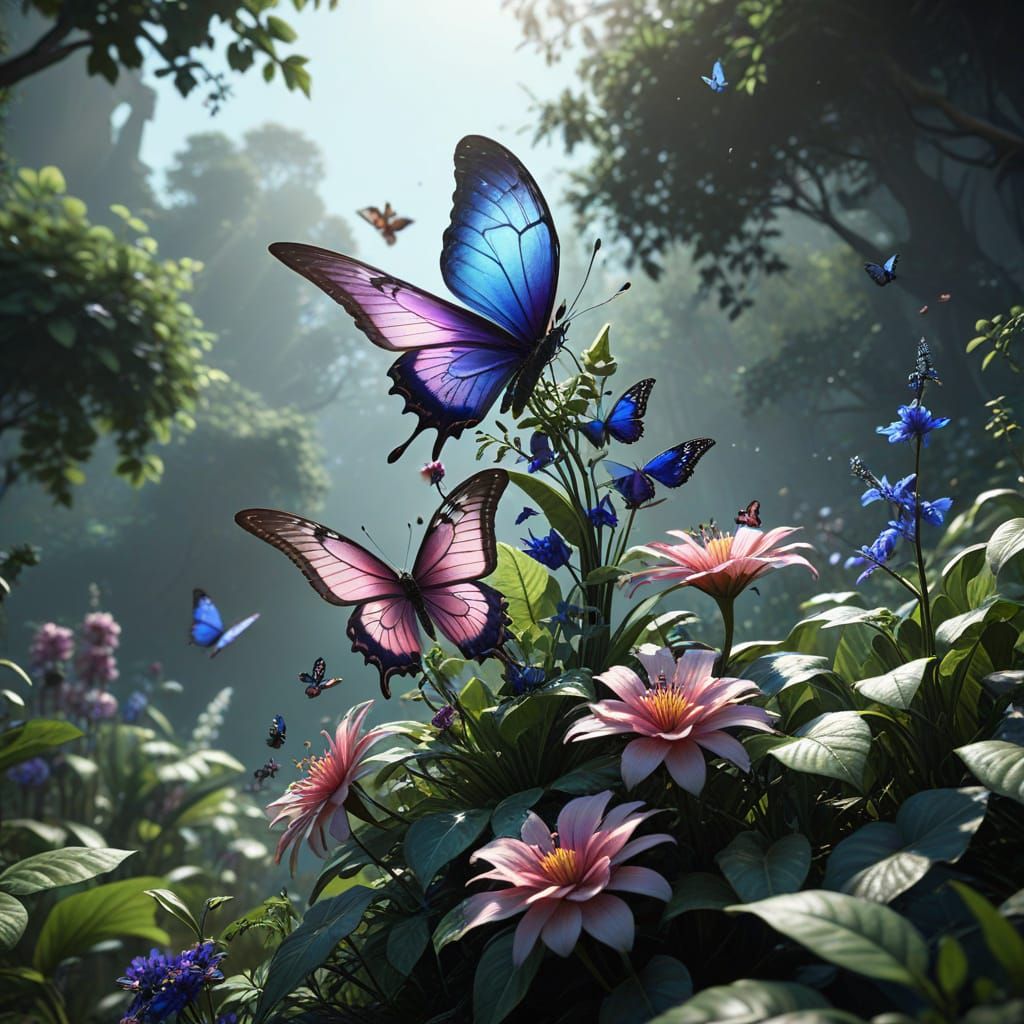 Vibrant Botanical Illustration in Pastel Colors